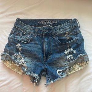 AE stretch denim shorts